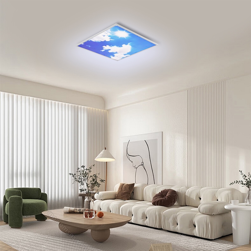 Brilagi - Luminária de teto LED regulável SLIMFRAME SKY LED/58W/230V 60x60 cm 3000-6000K prateado/azul + controlo remoto