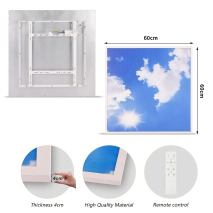 Brilagi - Luminária de teto LED regulável SLIMFRAME SKY LED/58W/230V 60x60 cm 3000-6000K prateado/azul + controlo remoto