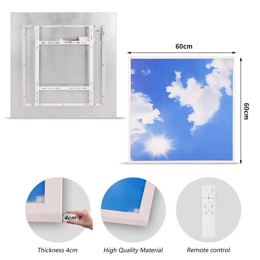 Brilagi - Luminária de teto LED regulável SLIMFRAME SKY LED/58W/230V 60x60 cm 3000-6000K prateado/azul + controlo remoto