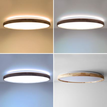 Brilagi - Candeeiro de tecto LED dimerizável ALSON LED/72W/230V 3000-6500K carvalho diâmetro 78 cm + controlo remoto