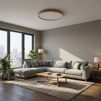 Brilagi - Candeeiro de tecto LED dimerizável ALSON LED/72W/230V 3000-6500K carvalho diâmetro 78 cm + controlo remoto