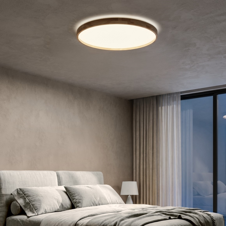 Brilagi - Candeeiro de tecto LED dimerizável ALSON LED/72W/230V 3000-6500K carvalho diâmetro 78 cm + controlo remoto