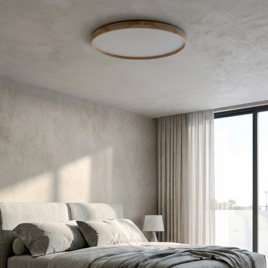 Brilagi - Candeeiro de tecto LED dimerizável ALSON LED/72W/230V 3000-6500K carvalho diâmetro 78 cm + controlo remoto