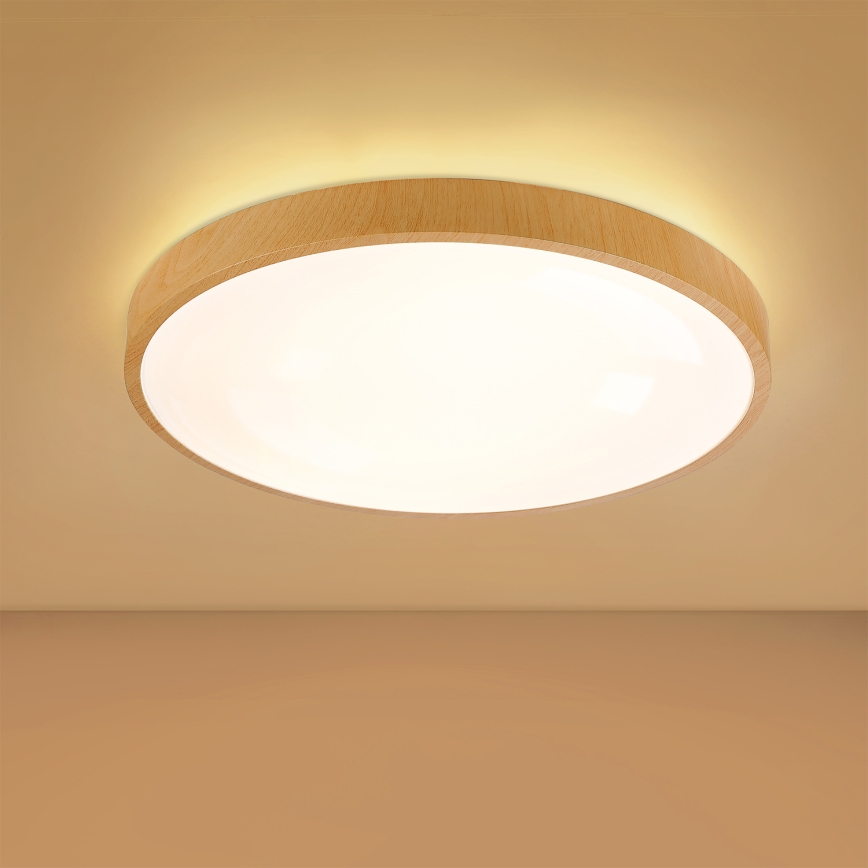 Brilagi - Luminária de teto LED dimerizável GLASS POOL DOUBLE LED/60W/230V 3000-6000K 50 cm acabamento em madeira + comando à distância