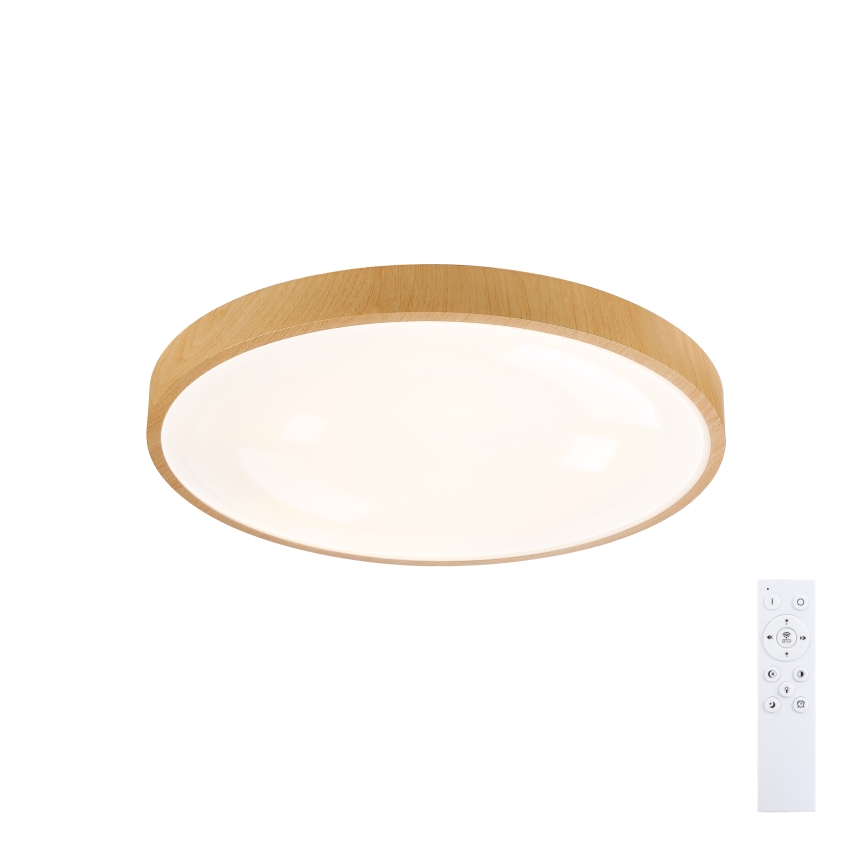 Brilagi - Luminária de teto LED dimerizável GLASS POOL DOUBLE LED/60W/230V 3000-6000K 50 cm acabamento em madeira + comando à distância