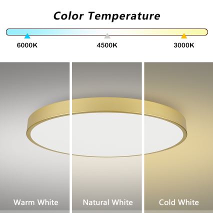 Brilagi - Candeeiro de tecto LED dimerizável POOL SMART LED/128W/230V 3000-6000K 100 cm dourado Wi-Fi Tuya + comando remoto