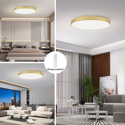 Brilagi - Candeeiro de tecto LED dimerizável POOL SMART LED/128W/230V 3000-6000K 100 cm dourado Wi-Fi Tuya + comando remoto