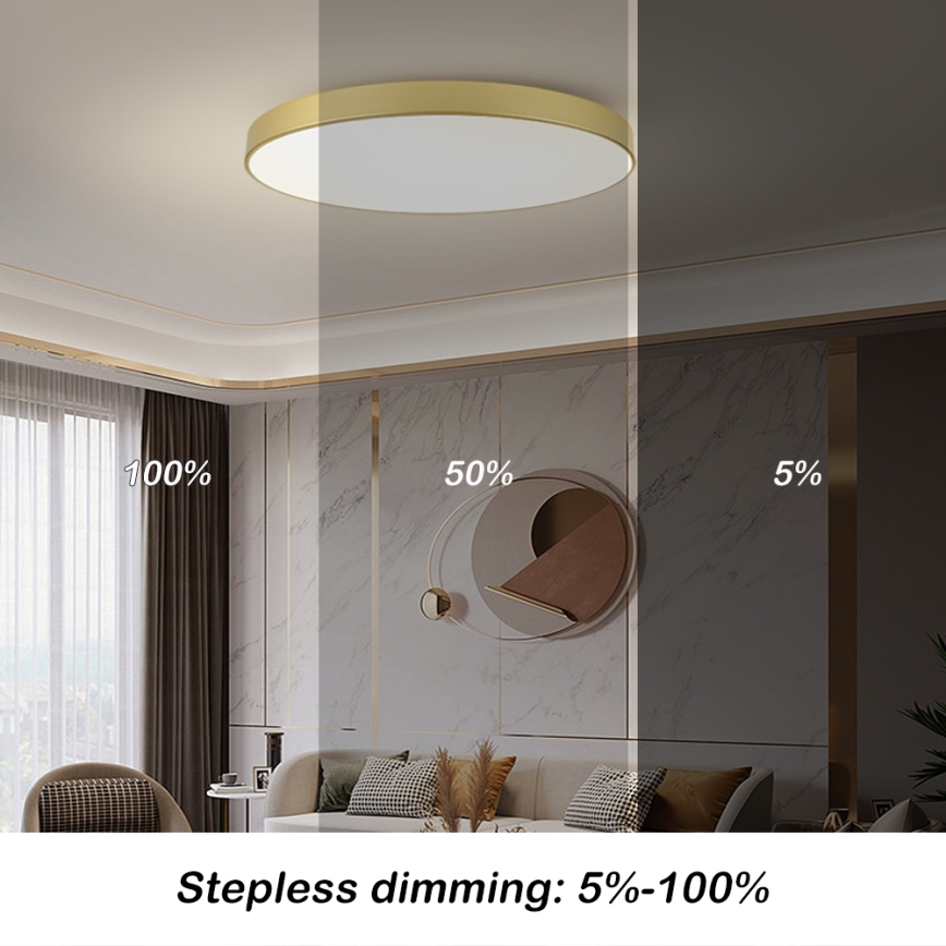 Brilagi - Candeeiro de tecto LED dimerizável POOL SMART LED/128W/230V 3000-6000K 100 cm dourado Wi-Fi Tuya + comando remoto