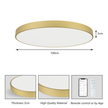 Brilagi - Candeeiro de tecto LED dimerizável POOL SMART LED/128W/230V 3000-6000K 100 cm dourado Wi-Fi Tuya + comando remoto