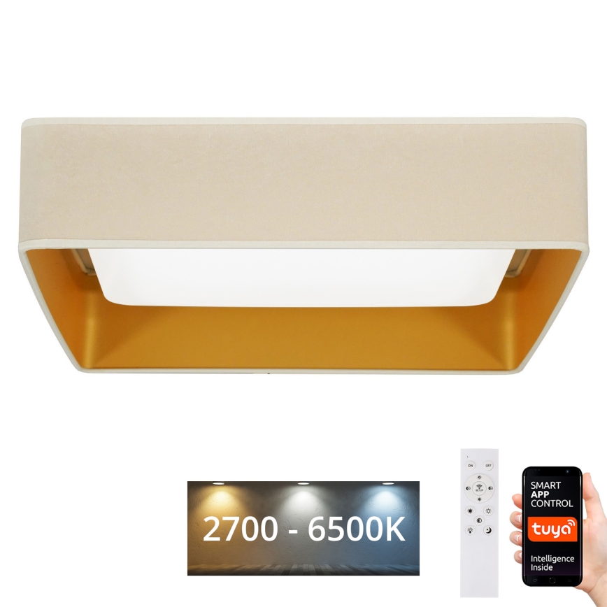 Brilagi - Candeeiro de teto LED dimável VELVET SQUARE SMART LED/36W/230V 60x60 cm 2700-6500K Wi-Fi Tuya + comando remoto creme