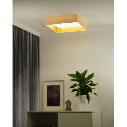 Brilagi - Candeeiro de teto LED dimável VELVET SQUARE SMART LED/36W/230V 60x60 cm 2700-6500K Wi-Fi Tuya + comando remoto creme