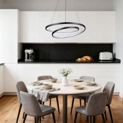 Brilagi - Lustre LED dimerizável em cabo TWISTER LED/48W/230V 3000-6000K diâmetro 50 cm preto + controlo remoto