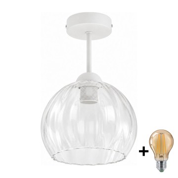BRILAGI - LED Lustre de sobrepor RETRO GLASS 1xE27/60W/230V Ø 25 cm branco/transparente