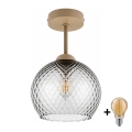 BRILAGI - LED lustre de tecto de montagem à superfície RETRO GLASS 1xE27/60W/230V Ø 25 cm bege/cinzento fumado