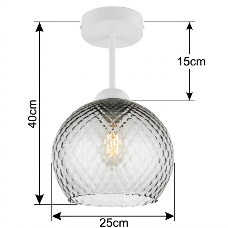 BRILAGI - LED Lustre de sobrepor RETRO GLASS 1xE27/60W/230V Ø 25 cm branco/cinza fumê
