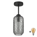 BRILAGI - LED Lustre de tecto de montagem superficial RETRO GLASS 1xE27/60W/230V Ø 14 cm preto/cinzento fumado