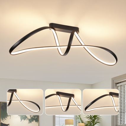 Brilagi - Plafon LED regulável TWISTER LED/60W/230V 3000-6000K preto + controlo remoto