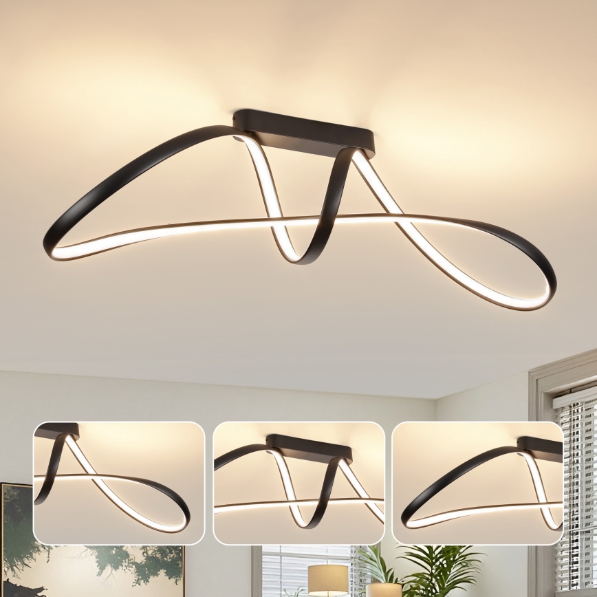 Brilagi - Plafon LED regulável TWISTER LED/60W/230V 3000-6000K preto + controlo remoto
