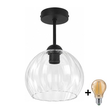 BRILAGI - LED lustre de teto de montagem em superfície RETRO GLASS 1xE27/60W/230V Ø 25 cm preto/transparente