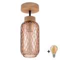 BRILAGI - LED Lustre de teto de superfície RETRO GLASS 1xE27/60W/230V Ø 14 cm carvalho/castanho fumado