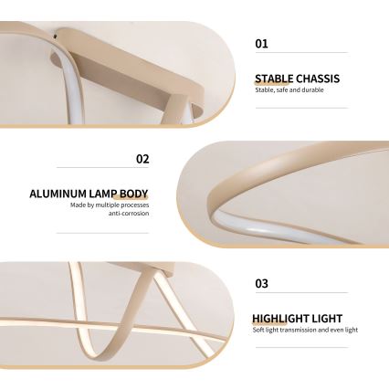 Brilagi - Plafon LED dimerizável TWISTER LED/60W/230V 3000-6000K bege + comando remoto