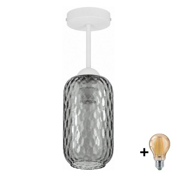 BRILAGI - LED lustre de teto sobreposto RETRO GLASS 1xE27/60W/230V Ø 14 cm branco/cinzento fumado