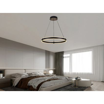 Brilagi - Lustre LED dimável suspenso por cabo CIRCLE LED/85W/230V 3000-6500K diâmetro 60 cm preto/dourado + controlo remoto