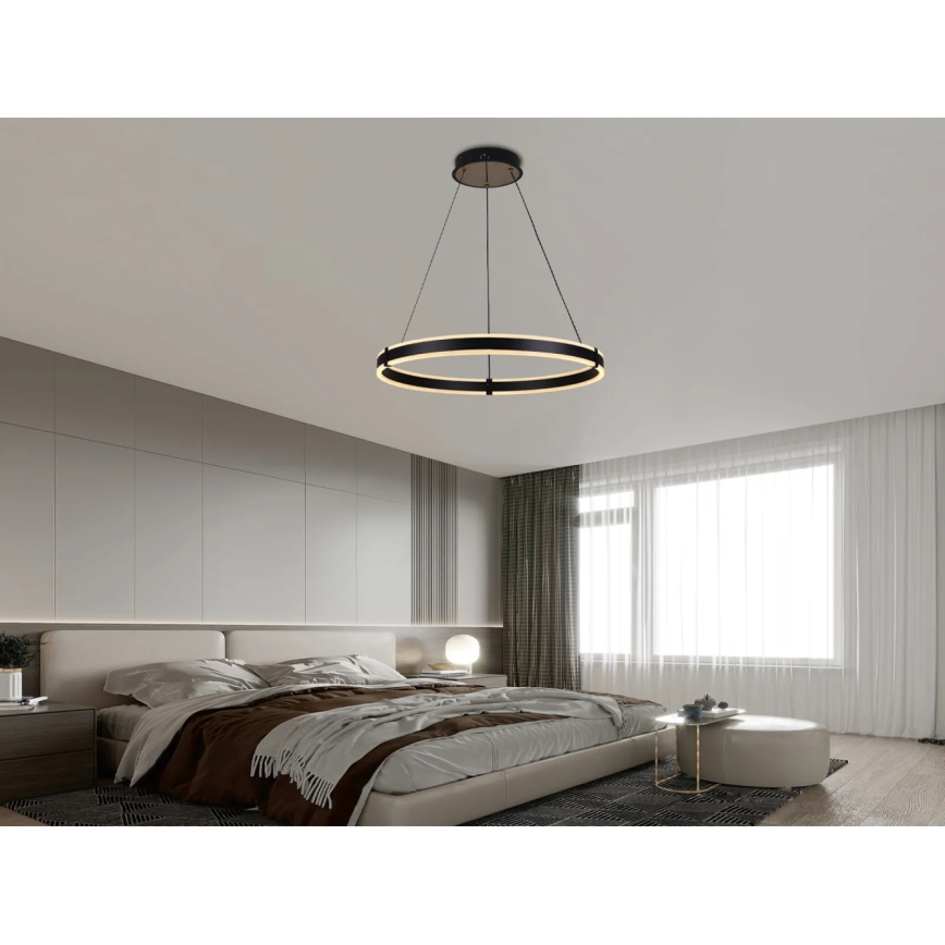 Brilagi - Lustre LED dimável suspenso por cabo CIRCLE LED/85W/230V 3000-6500K diâmetro 60 cm preto/dourado + controlo remoto