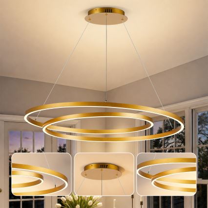 BRILAGI - Lustre LED dimerizável suspenso por cabo TWISTER LED/105W/230V 3000-6000K Ø 100 cm dourado + comando remoto