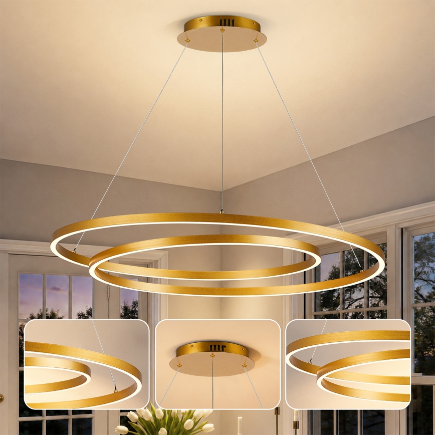BRILAGI - Lustre LED dimerizável suspenso por cabo TWISTER LED/105W/230V 3000-6000K Ø 100 cm dourado + comando remoto