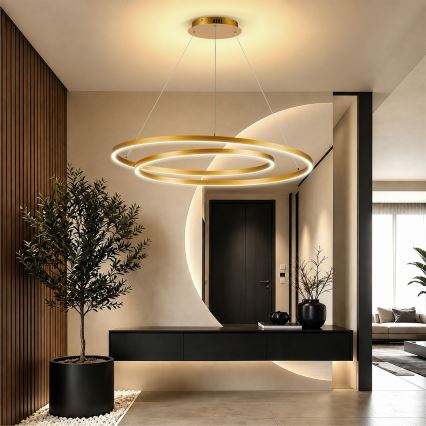 BRILAGI - Lustre LED dimerizável suspenso por cabo TWISTER LED/105W/230V 3000-6000K Ø 100 cm dourado + comando remoto