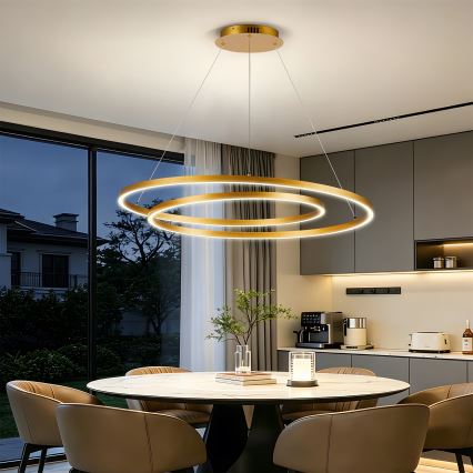 BRILAGI - Lustre LED dimerizável suspenso por cabo TWISTER LED/105W/230V 3000-6000K Ø 100 cm dourado + comando remoto