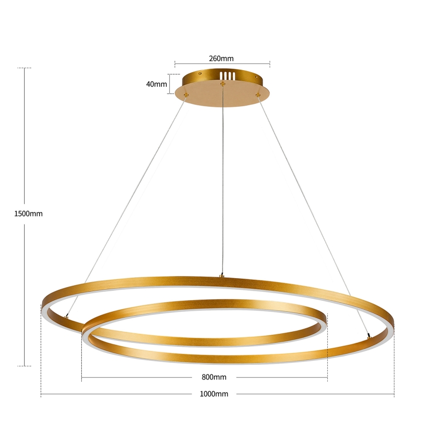 BRILAGI - Lustre LED dimerizável suspenso por cabo TWISTER LED/105W/230V 3000-6000K Ø 100 cm dourado + comando remoto