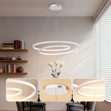 Brilagi - Candeeiro suspenso LED regulável em cabo TWISTER LED/105W/230V 3000-6000K diâmetro 100 cm branco + comando à distância