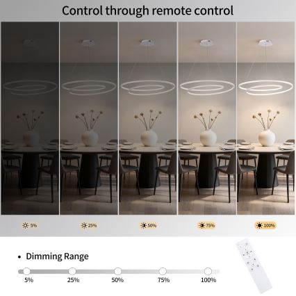 Brilagi - Candeeiro suspenso LED regulável em cabo TWISTER LED/105W/230V 3000-6000K diâmetro 100 cm branco + comando à distância