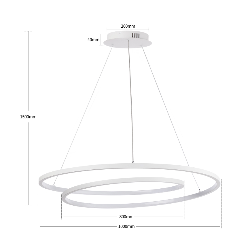 Brilagi - Candeeiro suspenso LED regulável em cabo TWISTER LED/105W/230V 3000-6000K diâmetro 100 cm branco + comando à distância