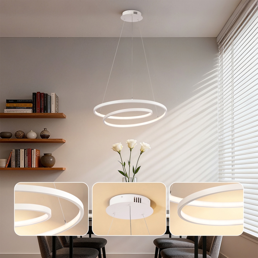 Brilagi - Lustre LED dimerizável suspenso por cabo TWISTER LED/48W/230V 3000-6000K Ø 50 cm branco + comando remoto
