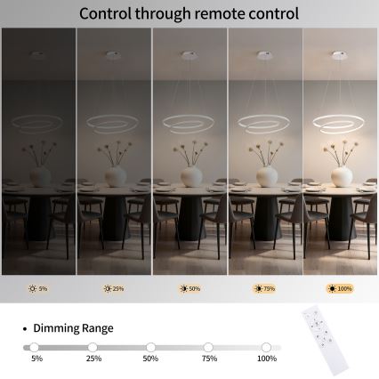 Brilagi - Lustre LED dimerizável suspenso por cabo TWISTER LED/48W/230V 3000-6000K Ø 50 cm branco + comando remoto