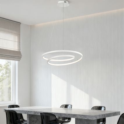 Brilagi - Lustre LED dimerizável suspenso por cabo TWISTER LED/48W/230V 3000-6000K Ø 50 cm branco + comando remoto