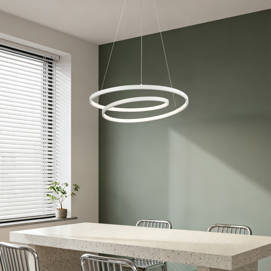 Brilagi - Lustre LED dimerizável suspenso por cabo TWISTER LED/48W/230V 3000-6000K Ø 50 cm branco + comando remoto