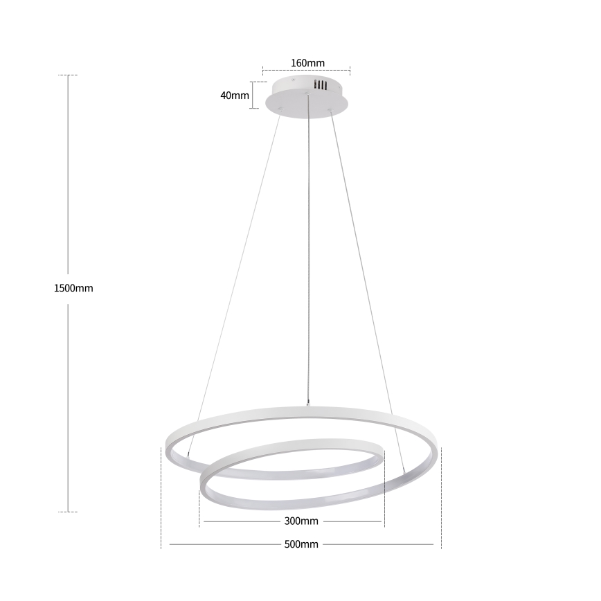 Brilagi - Lustre LED dimerizável suspenso por cabo TWISTER LED/48W/230V 3000-6000K Ø 50 cm branco + comando remoto