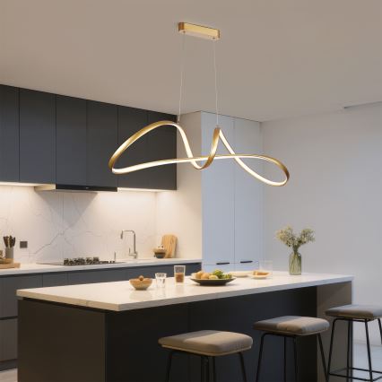 Brilagi - Lustre LED regulável suspenso por cabo TWISTER LED/60W/230V 3000-6000K dourado + controlo remoto