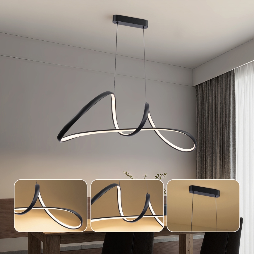 Brilagi - Lustre pendente LED regulável suspenso por cabo TWISTER LED/60W/230V 3000-6000K preto + controlo remoto