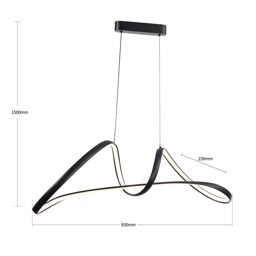 Brilagi - Lustre pendente LED regulável suspenso por cabo TWISTER LED/60W/230V 3000-6000K preto + controlo remoto