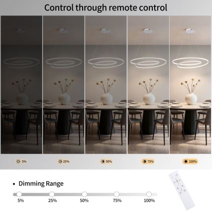 Brilagi - Lustre LED regulável suspenso por cabo TWISTER LED/75W/230V 3000-6000K Ø 70 cm branco + controlo remoto