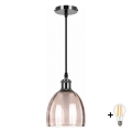 BRILAGI - LED Lustre em cabo RETRO GLASS 1xE27/60W/230V Ø 17 cm preto/bege fumê