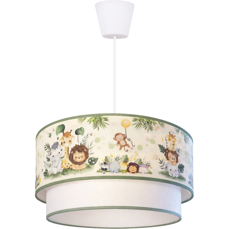 Brilagi - Lustre infantil LED suspenso por cabo BOBO 1xE27/10W/230V Ø 40 cm creme/verde/selva