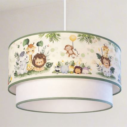 Brilagi - Lustre infantil LED suspenso por cabo BOBO 1xE27/10W/230V Ø 40 cm creme/verde/selva