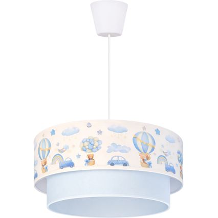 Brilagi - Candeeiro infantil LED suspenso por cabo BOBO 1xE27/60W/230V Ø 40 cm creme/azul/ursinhos