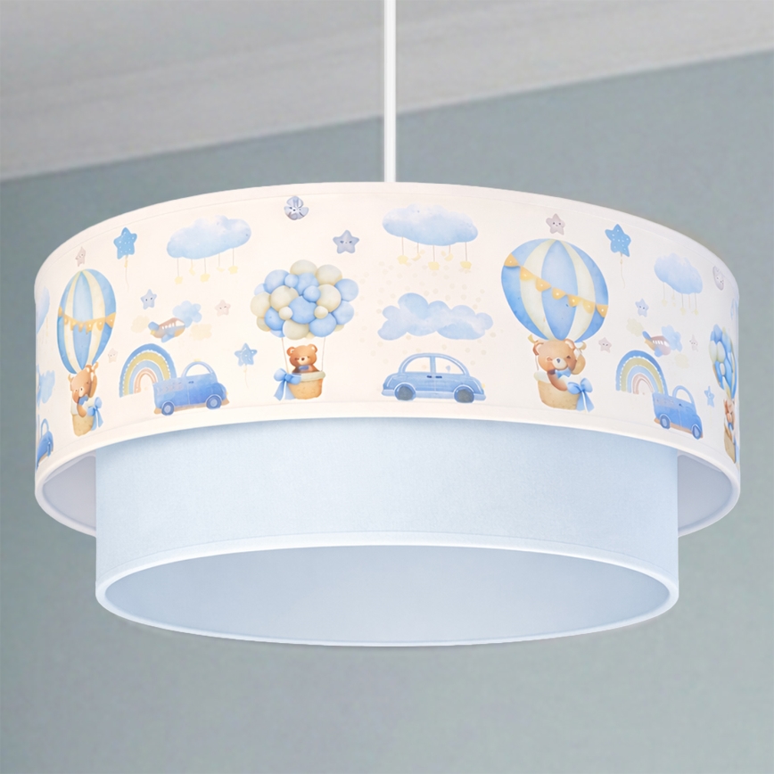 Brilagi - Candeeiro infantil LED suspenso por cabo BOBO 1xE27/60W/230V Ø 40 cm creme/azul/ursinhos